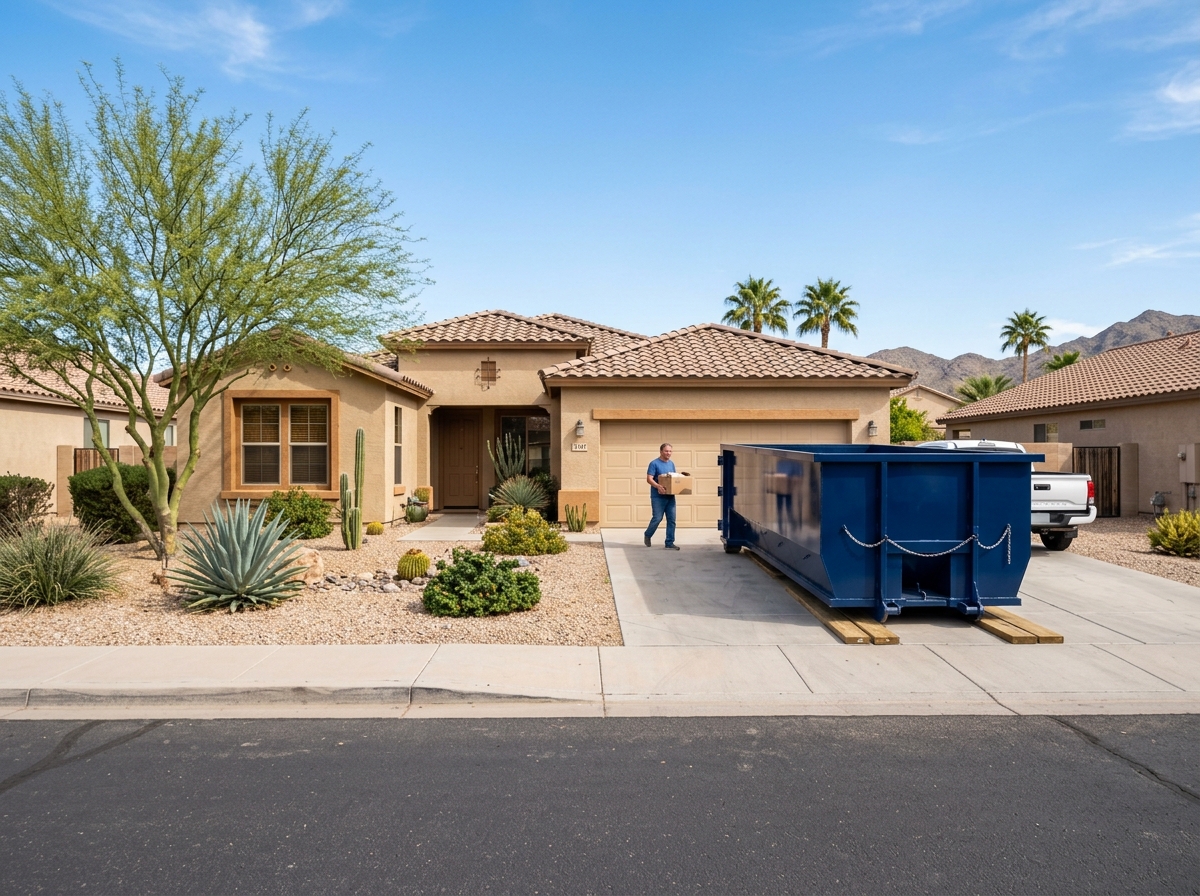 Residential dumpster rental for Scottsdale luxury estate renovation
